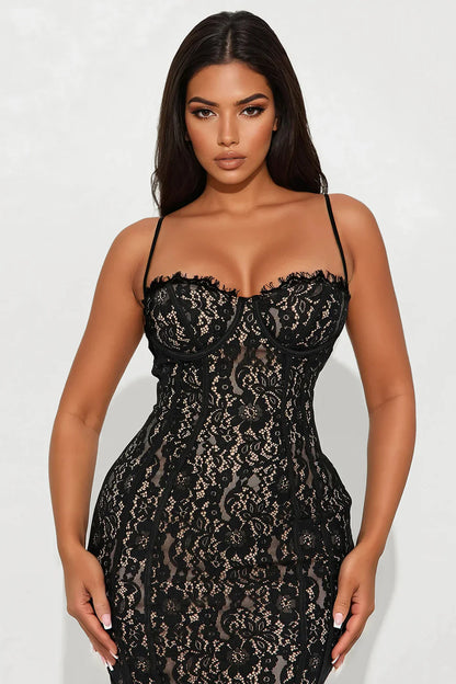 Lace Bustier Maxi Dress