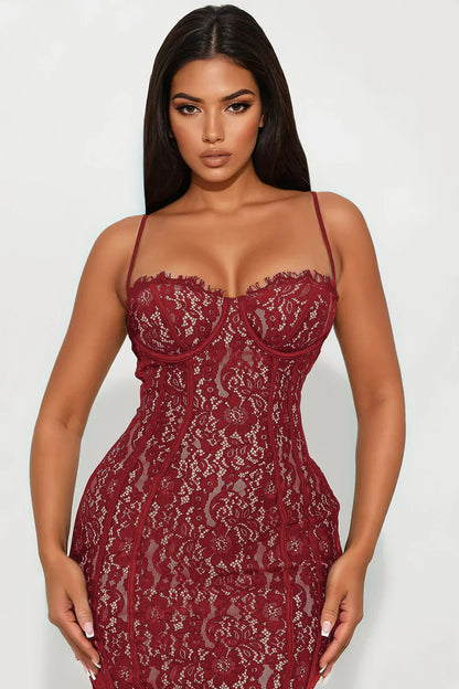 Lace Bustier Maxi Dress