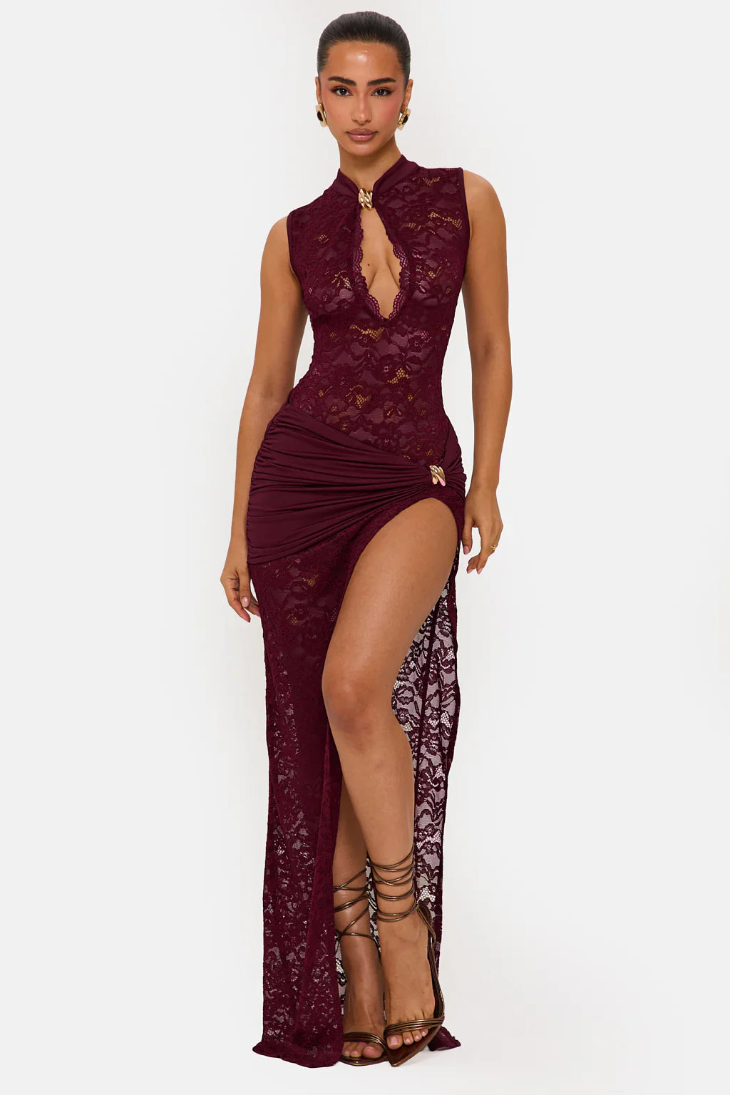 Lace Plunge Maxi Dress