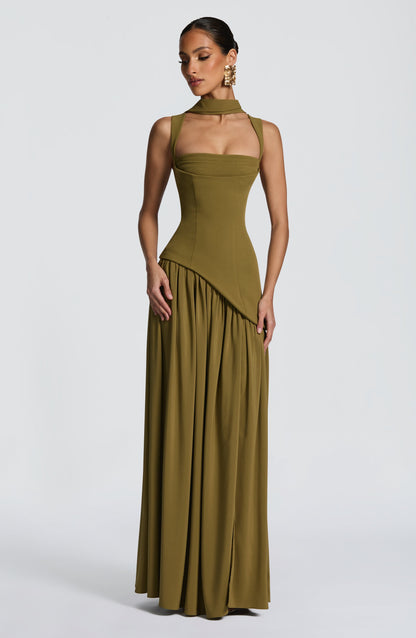 DEEP OLIVE DRESS GOWN