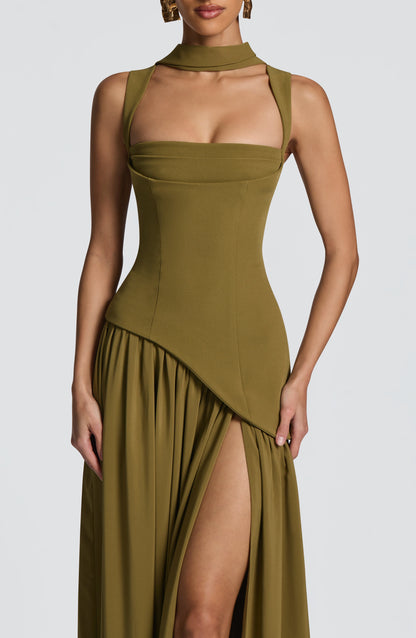 DEEP OLIVE DRESS GOWN